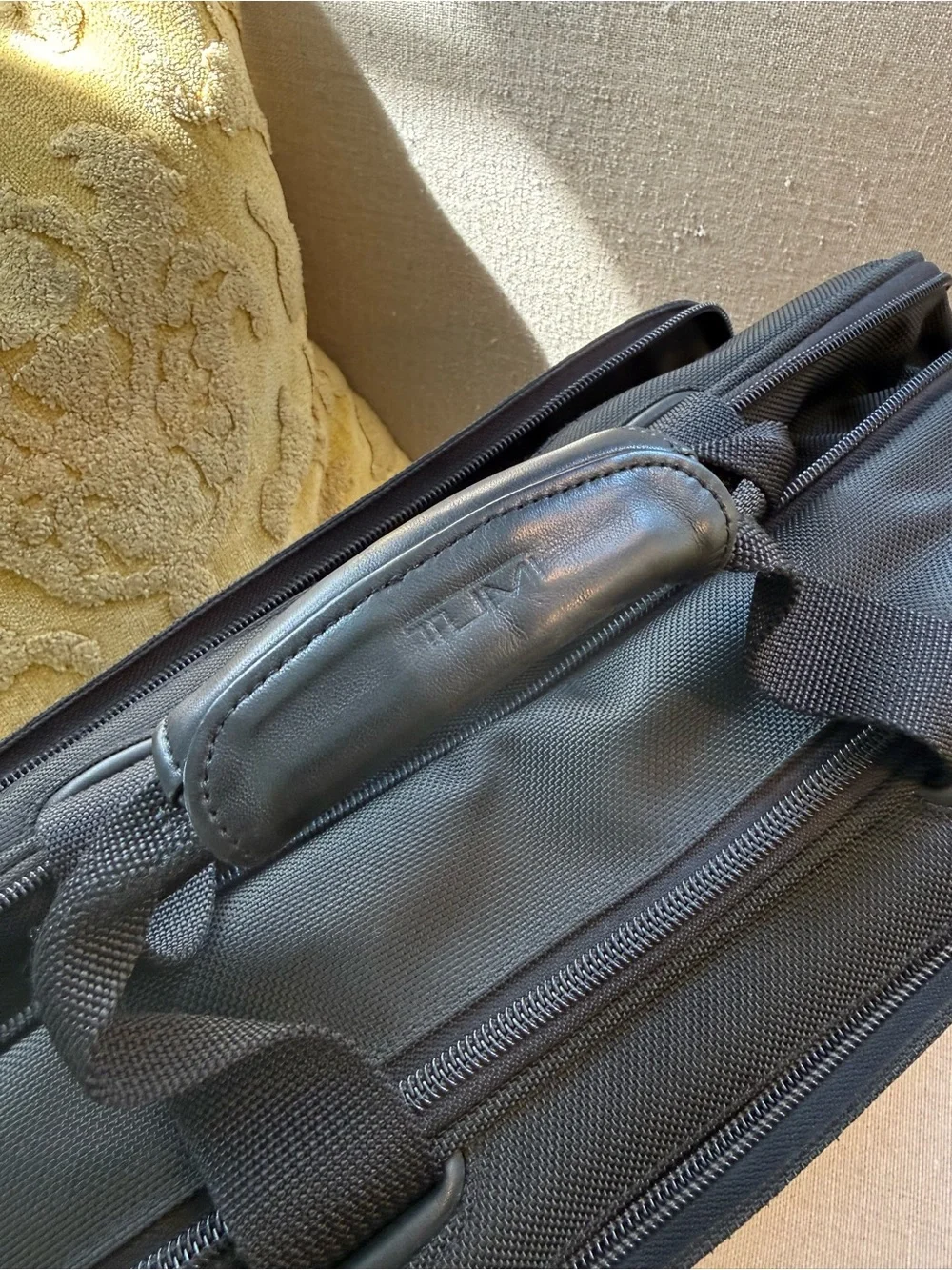 Black Men's Tumi Alpha expandable travel briefcase. Large.